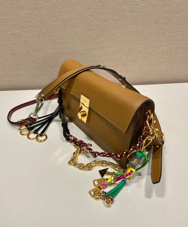 Prada Soft Sound Small Leather Shoulder Bag With Charms 1BD379